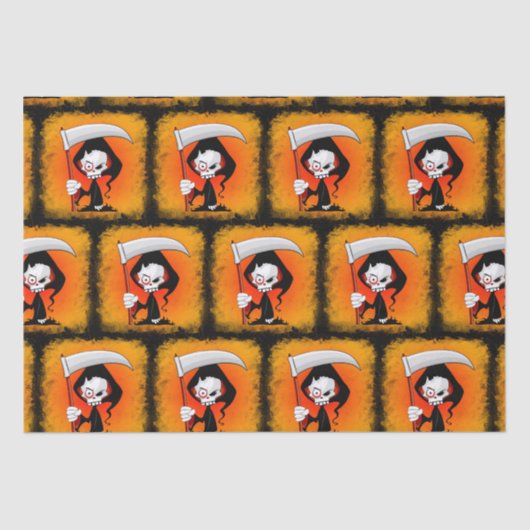 Grim Reaper Creepy Funny Cartoon Tissuepapier (Voorkant)