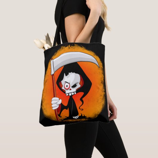 Grim Reaper Creepy Funny Cartoon Tote Bag (Dichtbij)