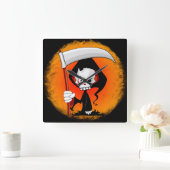 Grim Reaper Creepy Funny Cartoon Vierkante Klok (Huis)