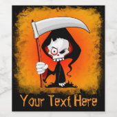Grim Reaper Creepy Funny Cartoon Wijn Etiket (Enkel label)