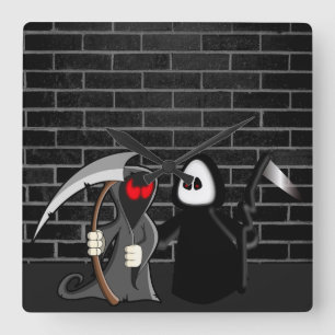 Grim Reaper Death Clock Vierkante Klok
