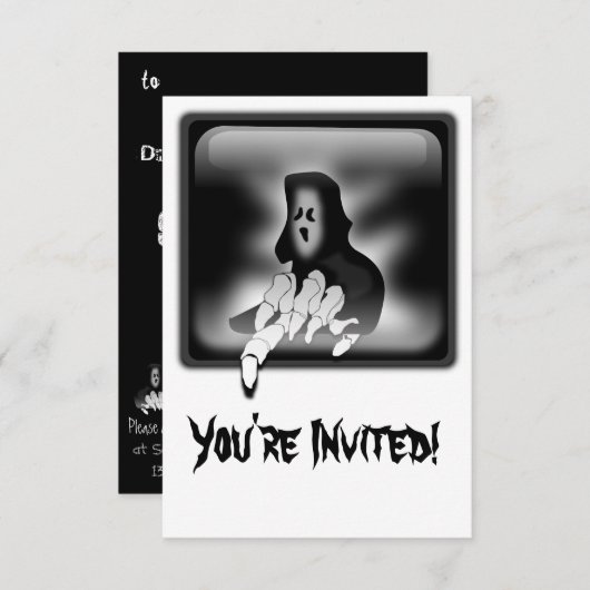 Grim Reaper Death Custom Invitation Card Kaart (Voorkant / Achterkant)