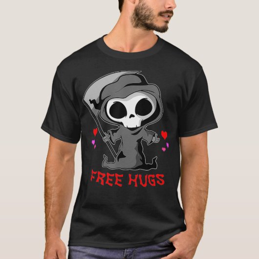 Grim Reaper Death Free Hugs Easy Funny Halloween T-shirt (Voorkant)