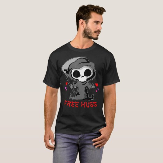 Grim Reaper Death Free Hugs Easy Funny Halloween T-shirt (Voorkant volledig)