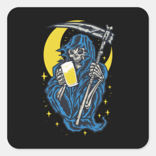 Grim Reaper Drink bier Vierkante Sticker