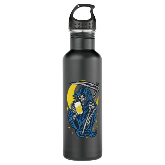 Grim Reaper Drink bier Waterfles (Voorkant)