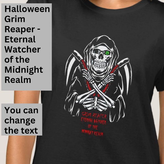 Grim Reaper Eeuwige Watcher Wit Rood op Zwart T-shirt