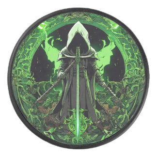Grim Reaper-embleem in groen6 Hockey Puck