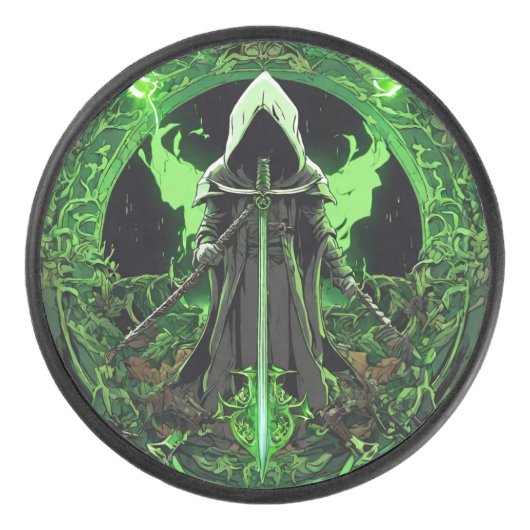Grim Reaper-embleem in groen6 Hockey Puck (Voorkant)
