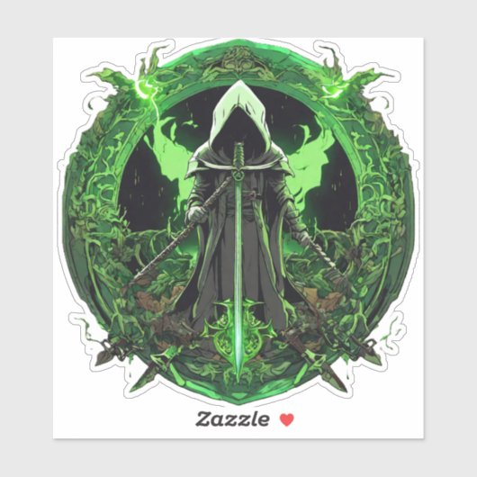 Grim Reaper-embleem in groen6 Sticker (Vel)