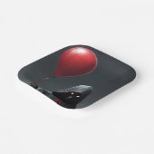 Grim Reaper en Rode Ballon Papieren Bordje (Gebogen)