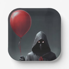 Grim Reaper en Rode Ballon Papieren Bordje
