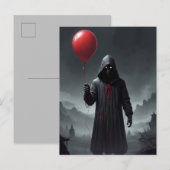 Grim Reaper en Rode Ballon Uitnodiging Briefkaart (Voorkant / Achterkant)