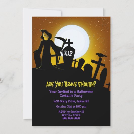 Grim Reaper enge Halloween feest Kaart (Voorkant)