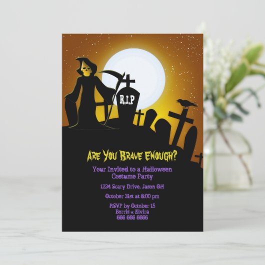 Grim Reaper enge Halloween feest Kaart (Staand voorkant)