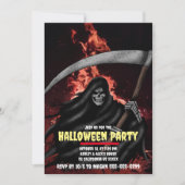 Grim Reaper Fire Custom Halloween Party Uitnodigin Kaart (Voorkant)
