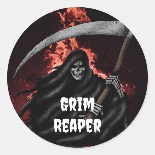 Grim Reaper Fire Inferno Halloween Degien Sticker (Voorkant)