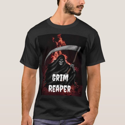 Grim Reaper Fire Inferno Halloween Degien T-shirt (Voorkant)
