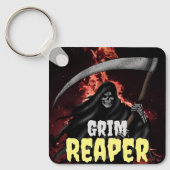 Grim Reaper Fire Inferno Halloween QR-Sleutelhange Sleutelhanger (Voorkant)