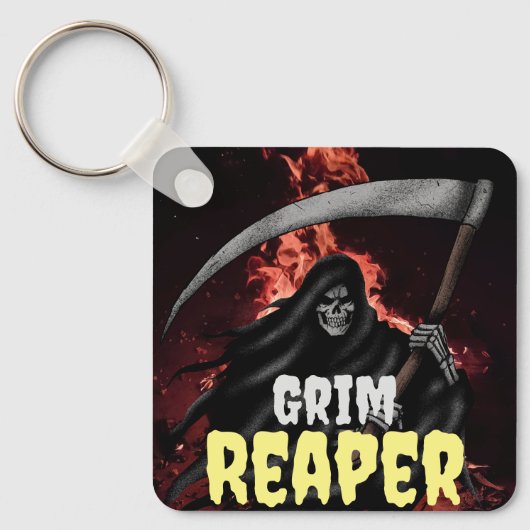 Grim Reaper Fire Inferno Halloween QR-Sleutelhange Sleutelhanger (Voorkant)