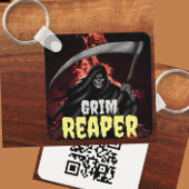 Grim Reaper Fire Inferno Halloween QR-Sleutelhange Sleutelhanger