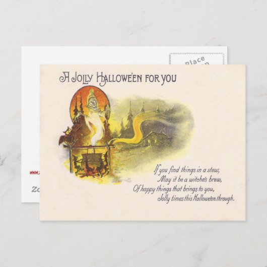 Grim Reaper Full Moon Owl Witch Cauldron Briefkaart (Voorkant / Achterkant)