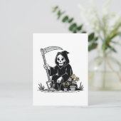 Grim Reaper Gardening Flowers Briefkaart (Staand voorkant)