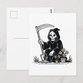 Grim Reaper Gardening Flowers Briefkaart (Voorkant / Achterkant)