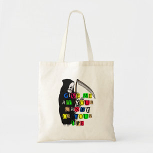 Grim Reaper geeft me Snoep Ransom Note Tas, ZSSPG Tote Bag