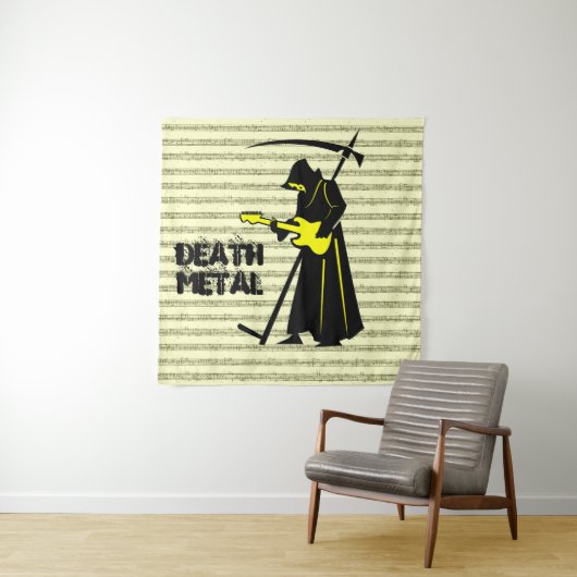 Grim Reaper Gitaar ☠️Gothic Skull Design Wandkleed (In situ)