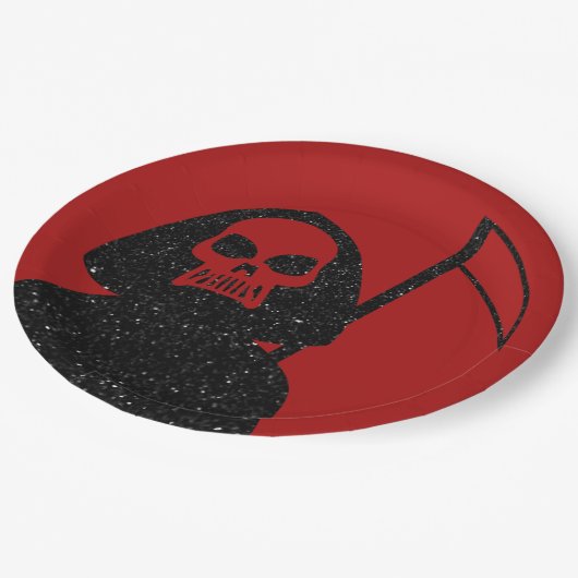 Grim Reaper Glitter Halloween Papieren Bordje (Gekanteld)
