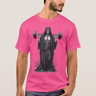 Grim Reaper Grappige Bodybuilder Barbell Deadlift T-shirt