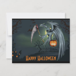 Grim Reaper Graveyard Halloween Invitation Kaart