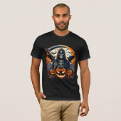 Grim Reaper Graveyard Spooky Pumpkins Halloween T-shirt (Voorkant volledig)