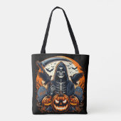 Grim Reaper Graveyard Spooky Pumpkins Halloween Tote Bag (Achterkant)