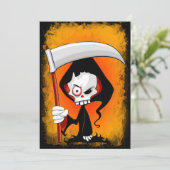 Grim Reaper Griezelen Grappige Cartoon Kaart (Staand voorkant)