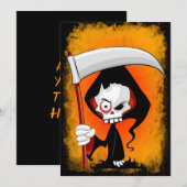 Grim Reaper Griezige Funny Cartoon Kaart (Voorkant / Achterkant)