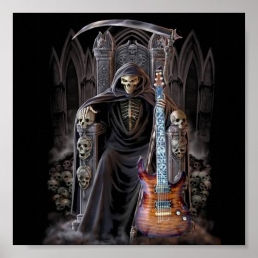 Grim Reaper Guitar in Hell Poster (Voorkant)