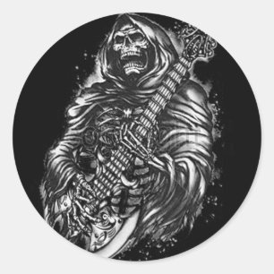 Grim Reaper Guitar Ronde Sticker