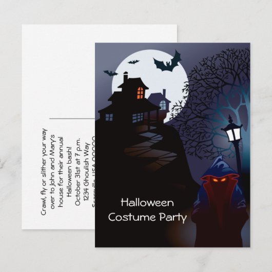 Grim Reaper Halloween Costume Party Invitation Uitnodiging Briefkaart (Voorkant / Achterkant)