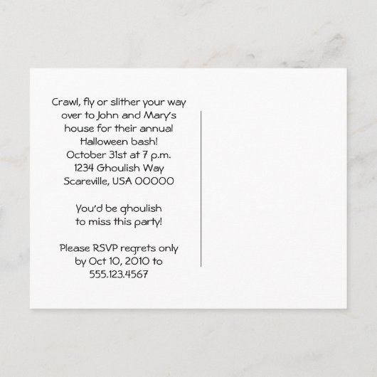 Grim Reaper Halloween Costume Party Invitation Uitnodiging Briefkaart (Achterkant)