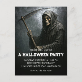 Grim Reaper Halloween-feest uitnodigingskaart Briefkaart