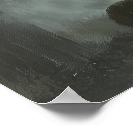 Grim Reaper Halloween met Full Moon Design Poster (Hoek)