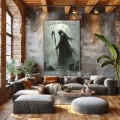 Grim Reaper Halloween met Full Moon Design Poster