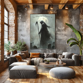 Grim Reaper Halloween met Full Moon Design Poster
