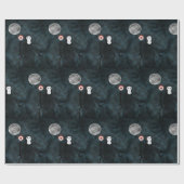 Grim Reaper Halloween Night Moon Cadeaupapier (Vlak)