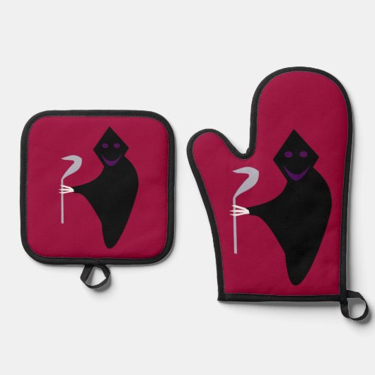 Grim Reaper Halloween Ovenwant & Pannenlap Set (Voorkant)