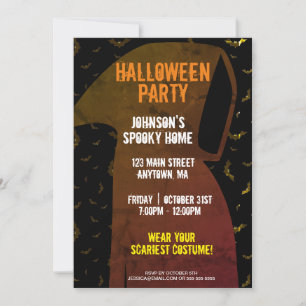 Grim Reaper Halloween Party Invitation Kaart