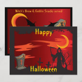 Grim Reaper Halloween Party Invitation Kaart (Voorkant / Achterkant)
