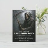 Grim Reaper Halloween Party Kaart (Staand voorkant)